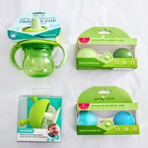 4 - Piece Toddler 💚 Cup, Teether and Rattles Set